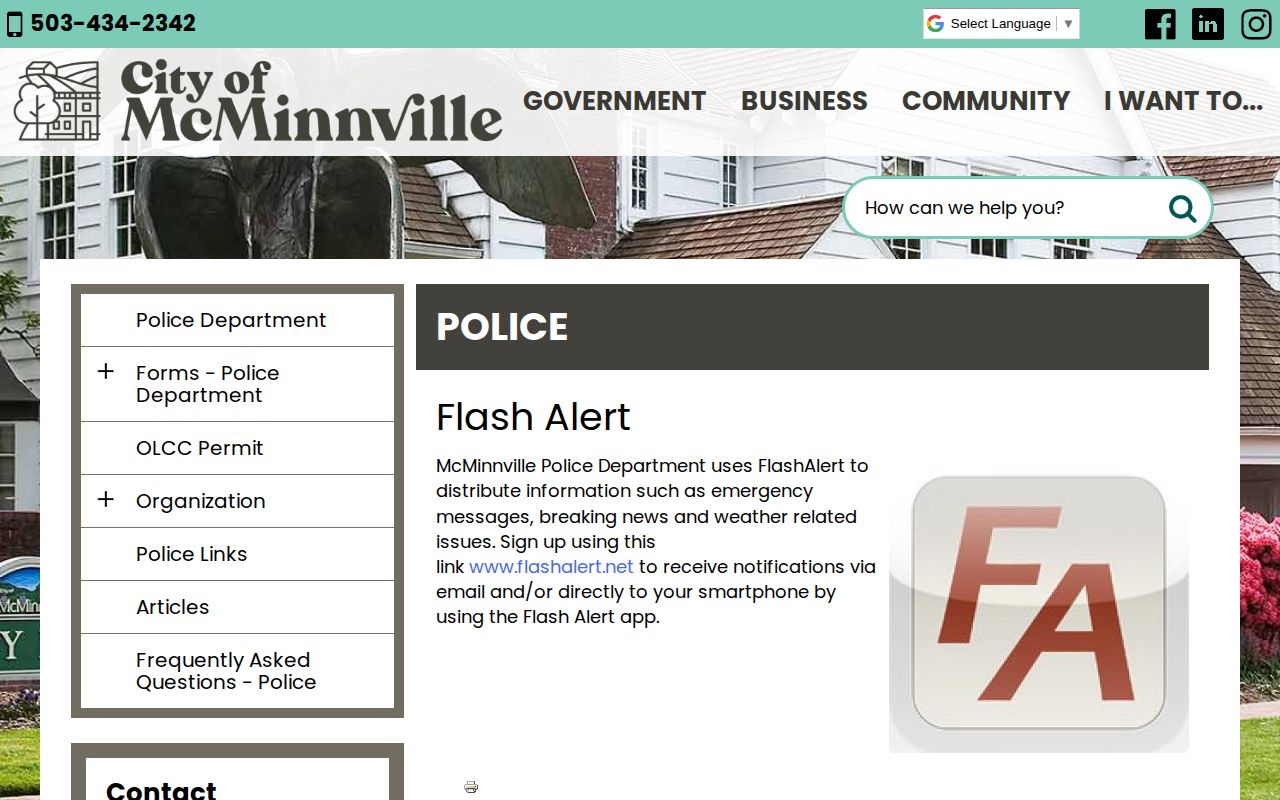 McMinnville Police Department official FlashAlert information for Yamhill County arrest releases