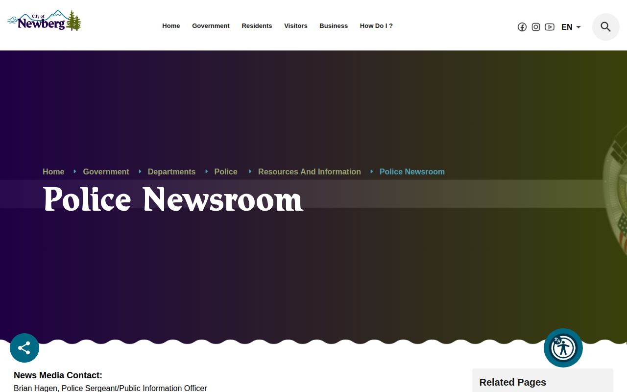 Newberg-Dundee Police Department official newsroom for Newberg arrest and public-safety releases