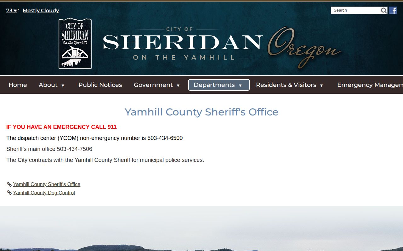 Sheridan official Yamhill County Sheriff's Office police-services statement for local arrest records